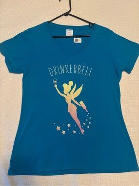 Disney Women's Teal 'Drinkerbell' Short Sleeve Tee NWT